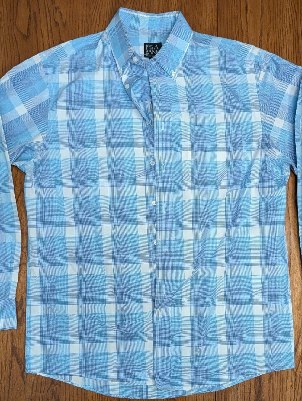 Jos. A. Bank Blue Plaid Button Down Shirt Men's Medium Like New